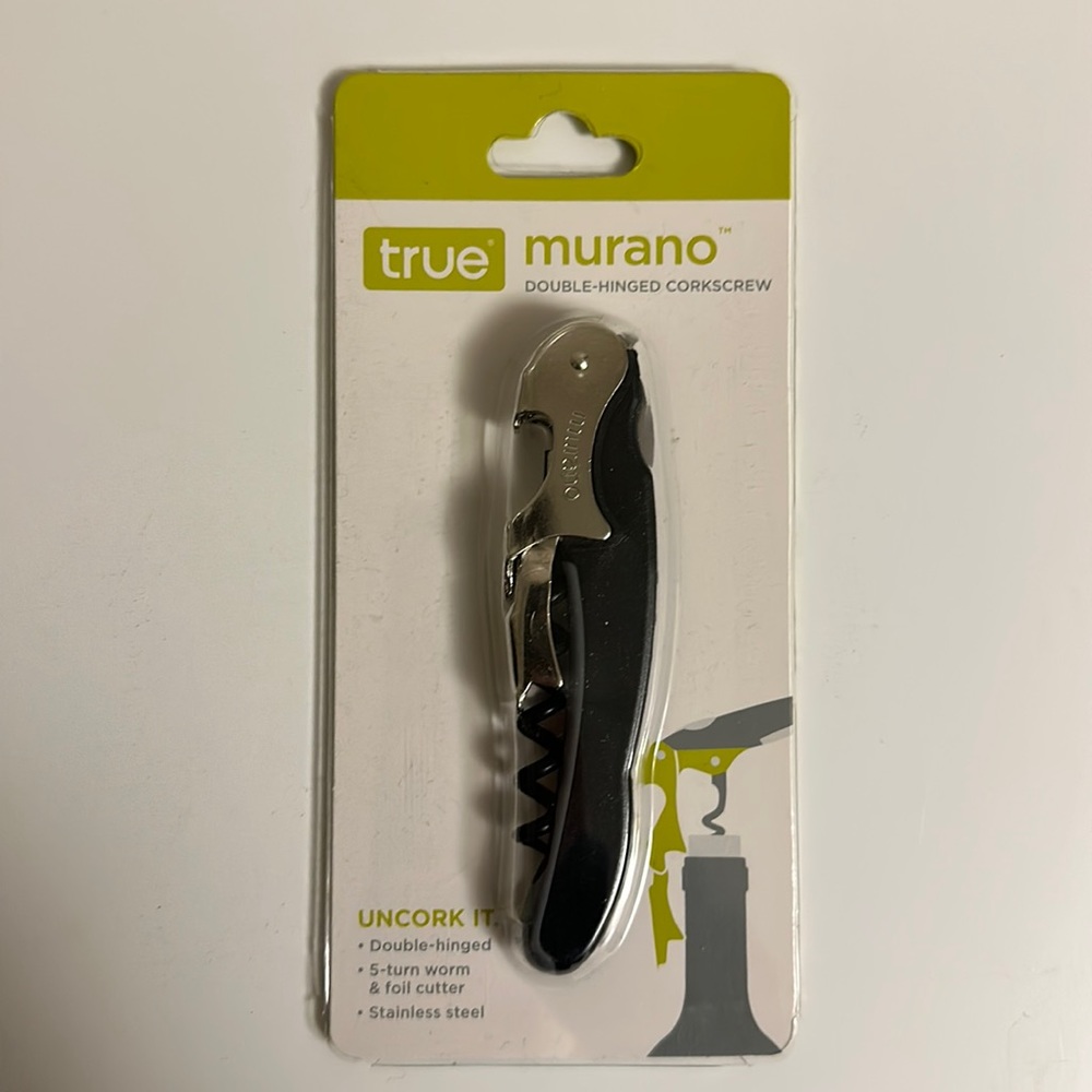 Murano Black Double Hinged Corkscrew